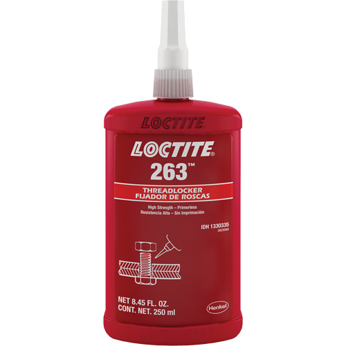 Threadlocker 263 Rapid Cure, Red, High, 250 ml, Bottle D. Morneault & Fils