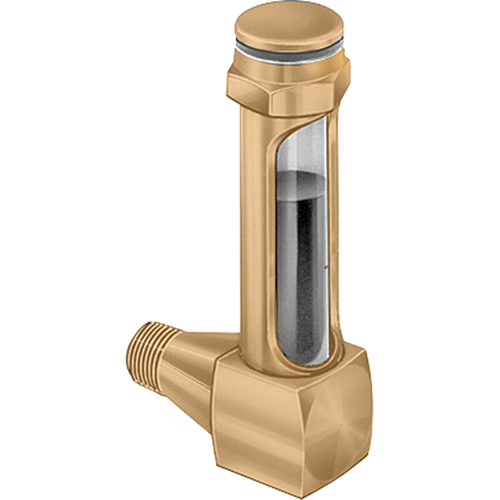 Brass Liquid Level Gauges - Short Elbow, Threaded, 1-15/16" L, 225°F (107.22° C) D. Morneault & Fils