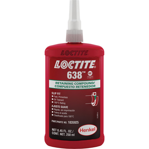 Loctite&reg; 638 Retaining Compound, 250 ml, Bottle, Green D. Morneault & Fils