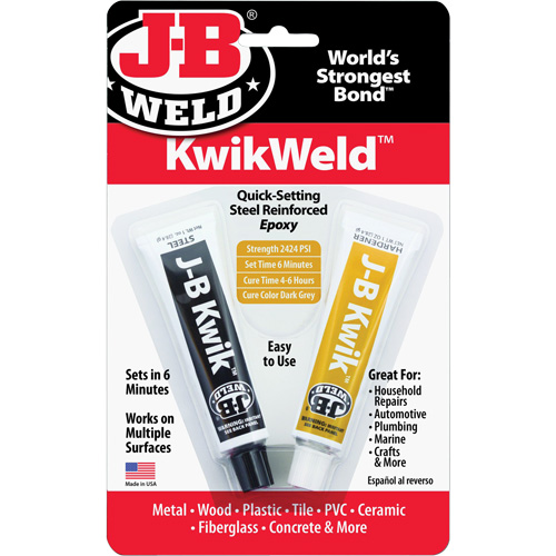 KwikWeld Epoxy, Two-Part, Tube, 2 oz., Grey D. Morneault & Fils