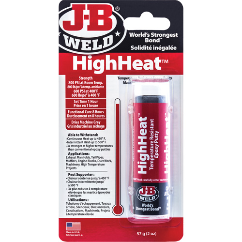 Colle &eacute;poxyde r&eacute;sistant aux temp&eacute;ratures &eacute;lev&eacute;es HighHeat, 2 oz, B&acirc;ton, Gris D. Morneault & Fils