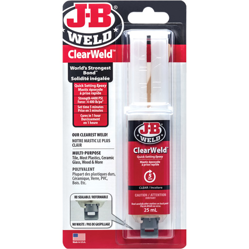 Adh&eacute;sif ClearWeld, 25 ml, Seringue, Deux composants, Transparent D. Morneault & Fils