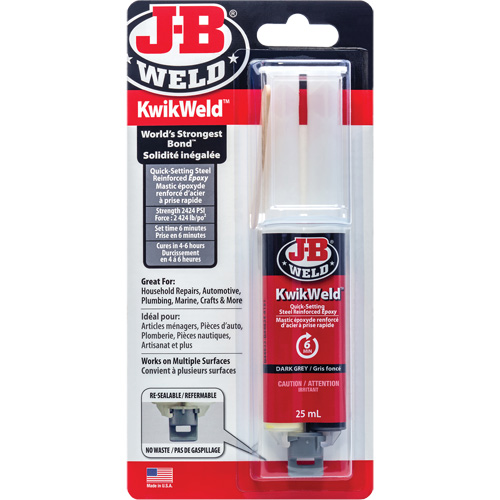 KwikWeld Adhesive, 25 ml, Syringe, Two-Part, Grey D. Morneault & Fils