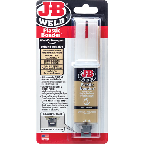 Plastic Bonder Adhesive, 25 ml, Syringe, Two-Part, Tan D. Morneault & Fils
