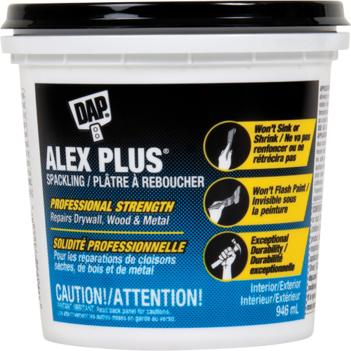 Pl&acirc;tre &agrave; reboucher Alex Plus, 946 ml, Contenant en plastique D. Morneault & Fils