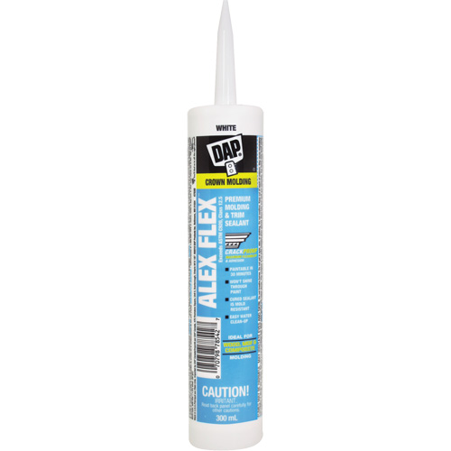 Alex Flex&reg; Premium Molding & Trim Acrylic Latex Siliconized Sealant, 300 ml, Cartridge, White D. Morneault & Fils