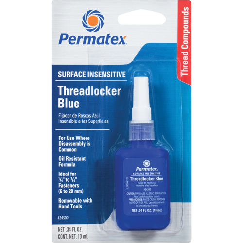 Surface Insensitive Threadlocker, Blue, High, 10 ml, Bottle D. Morneault & Fils