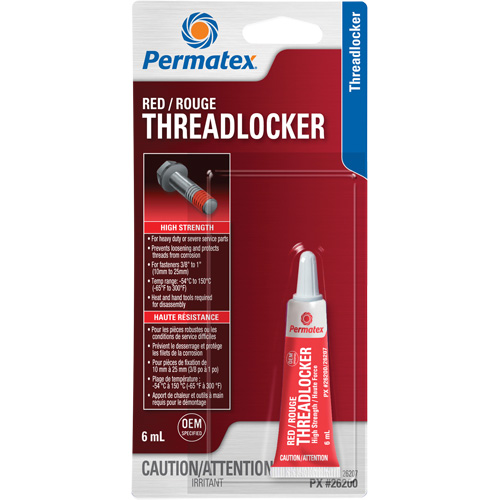 Permanent Strength Threadlocker, Red, High, 6 ml, Tube D. Morneault & Fils