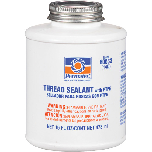 Thread Sealant with PTFE, Brush-Top Can, 473 ml, -54° C - 149° C/-65° F - 300° F D. Morneault & Fils