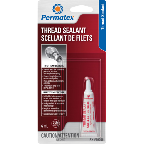 Scellant pour filetage haute temp&eacute;rature, Tube, 6 ml, -54° C - 204° C/-65° F - 400° F D. Morneault & Fils