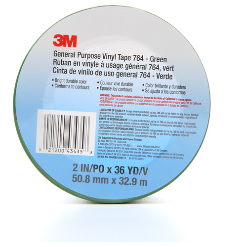 Ruban en vinyle pour travaux g&eacute;n&eacute;raux 764, 50,8 mm (2") la x 32,9 m (108') lo, 5 mils, Vert D. Morneault & Fils