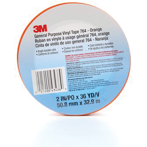 Ruban en vinyle pour travaux g&eacute;n&eacute;raux 764, 50,8 mm (2") la x 32,9 m (108') lo, 5 mils, Orange D. Morneault & Fils