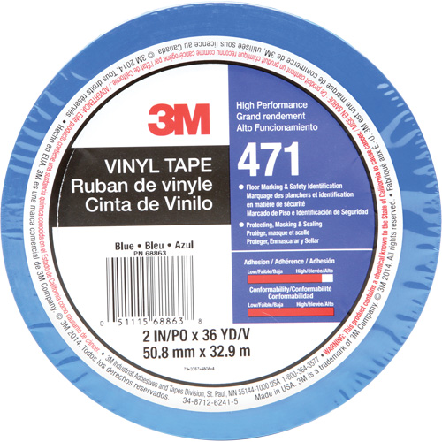 Ruban en vinyle 471, 50,8 mm (2") la x 32,9 m (108') lo, 5,2 mils, Bleu D. Morneault & Fils