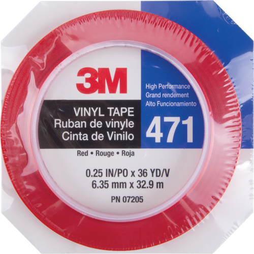 471 Vinyl Tape, 6 mm (1/4") W x 32.9 m (108') L, 5.3 mils, Red D. Morneault & Fils