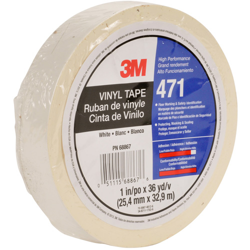 471 Vinyl Tape, 12 mm (1/2") W x 32.9 m (108') L, 5.3 mils, White D. Morneault & Fils