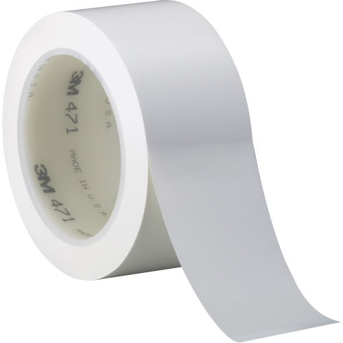 471 Vinyl Tape, 38 mm (1-1/2") W x 32.9 m (108') L, 5.2 mils, White D. Morneault & Fils