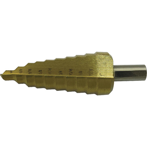 Foret &eacute;tag&eacute; &agrave; 9 &eacute;tages de qualit&eacute; sup&eacute;rieure Jet-Kut, 1/4" - 3/4", Incr&eacute;ments de 1/16", Acier rapide D. Morneault & Fils