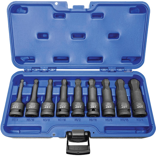 BNH-912 1/2" Drive SAE Ball Nose Hex Impact Socket Set, Hex, 1/2" Drive, 9 Pcs D. Morneault & Fils