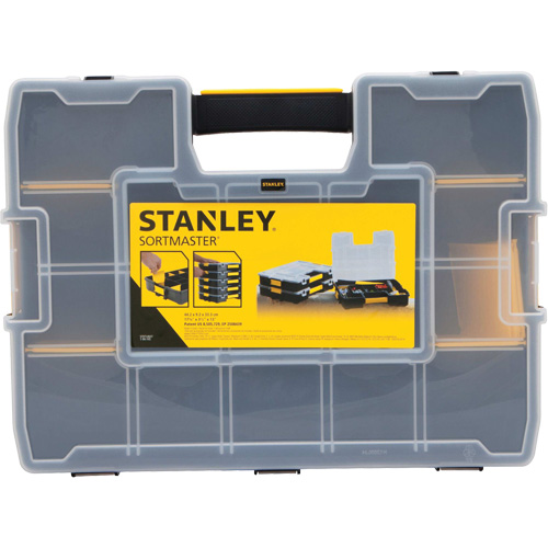 SortMaster&reg; Stackable Small Parts Organizer, 17-3/8" W x 13" D x 3-1/2" H, Black D. Morneault & Fils