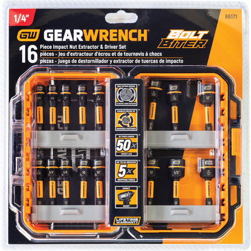 Bolt Biter Nut Extractor & Driver Set, 16 Pcs., Non Magnetic, Metric & Imperial D. Morneault & Fils