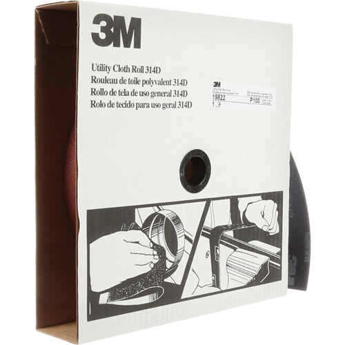 Rouleau de toile abrasive utilitaire 314D, 2" la x 150' lo, Grain 100J D. Morneault & Fils