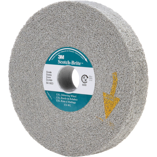 Meules d'&eacute;barbage EXL Scotch-Brite, 6" x 1", Arbre de 1", Oxyde d'aluminium D. Morneault & Fils