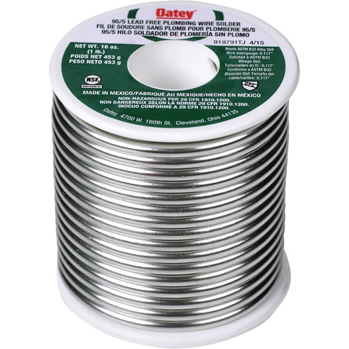 95/5 Plumbing Solder, Lead-Free, 95% Tin 5% Antimony, Solid Core, 0.3125" Dia. D. Morneault & Fils