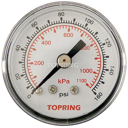 Pressure Gauge, 1-1/2" , 0 - 160 psi, Back Mount, Analogue D. Morneault & Fils