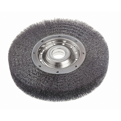 Brosses rotatives &agrave; fils cr&ecirc;p&eacute;s - Face large, 6" dia., Fils 0,0118", Arbre 2" D. Morneault & Fils