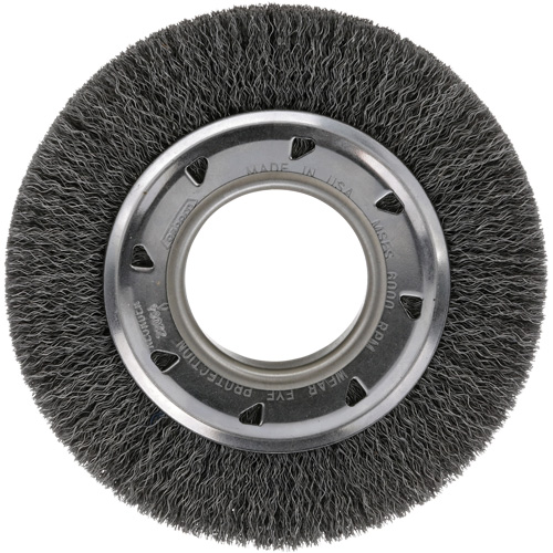 Crimped Wire Wheel Brush - Medium Face, 4-1/4" Dia., 0.012 Fill, 2" Arbor D. Morneault & Fils