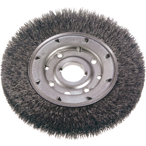 Crimped Wire Wheel Brushes - Narrow Face, 8" Dia., 0.014" Fill, 1-1/4" Arbor D. Morneault & Fils
