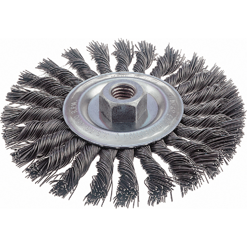 Knot Wire Wheel Brushes - Standard Twist Knot, 6" Dia., 0.023" Fill, 5/8"-11 Arbor, Steel D. Morneault & Fils