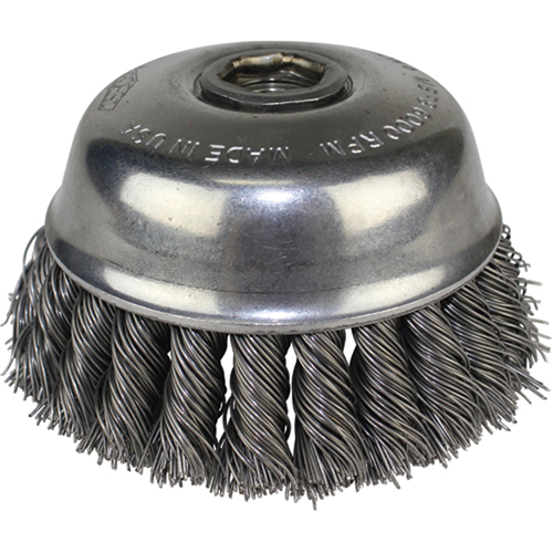 Knot Wire Cup Brushes, 4" Dia. x 5/8"-11 Arbor D. Morneault & Fils