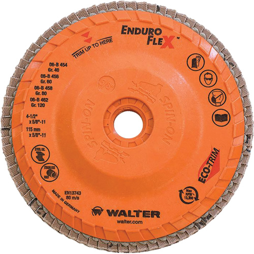 Enduro-Flex Flap Disc, 4-1/2" x 5/8"-11, Type 27, 80 Grit, Zirconia Alumina D. Morneault & Fils
