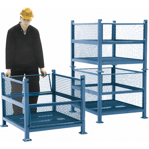 Conteneurs en m&eacute;tal grillag&eacute;, 2 panneaux repliables, Capacit&eacute; 2500 lb, 34,5" la x 40,5" p x 32,25" h D. Morneault & Fils
