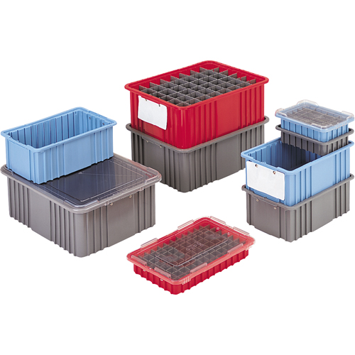 Contenants Divider Box, Poly&eacute;thyl&egrave;ne, 10,8" la x 8,3" p x 2,5" h, Gris D. Morneault & Fils