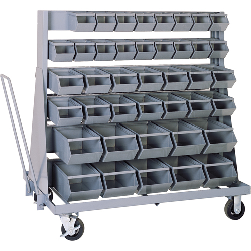 Mobile Bin Unit, Single-sided, 42 bins, 37" W x 21" D x 50-1/2" H D. Morneault & Fils