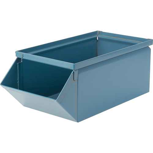 Steel Bin, 100 lbs. Cap., 7-1/2" W x 15-1/2" D x 6" H, Blue D. Morneault & Fils