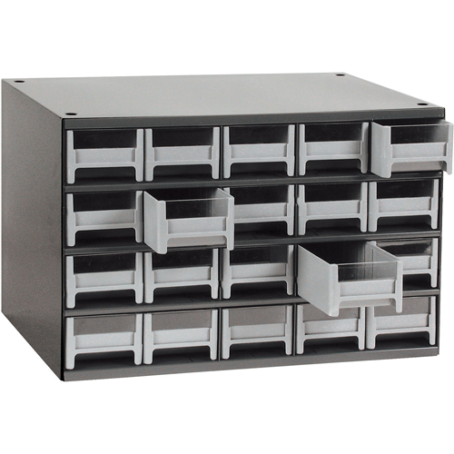 Casiers modulaires pour pi&egrave;ces, Acier, 20 tiroirs, 17" x 10-9/16" x 2-1/16", Gris D. Morneault & Fils