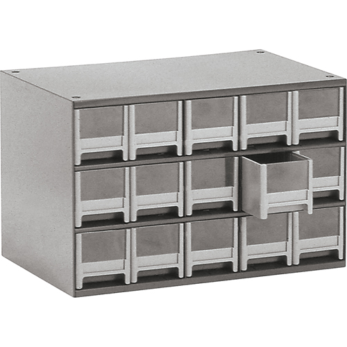 Casiers modulaires pour pi&egrave;ces, Acier, 15 tiroirs, 17" x 10-9/16" x 3-1/16", Gris D. Morneault & Fils