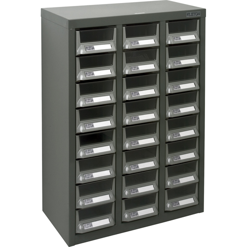 KPC-400 Parts Cabinet, Galvanized Steel, 24 Drawers, 17-3/10" x 8-7/10" x 25-3/5", Grey D. Morneault & Fils