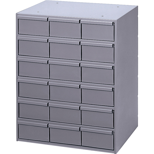 Industrial Drawer Cabinets, 18 Drawers, 17-1/4" W x 11-5/8" D x 21-1/4" H, Grey D. Morneault & Fils