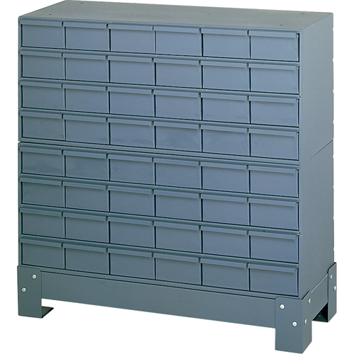 Industrial Drawer Cabinet With Base, 48 Drawers, 34-1/8" W x 12-1/4" D x 33-3/4" H, Grey D. Morneault & Fils