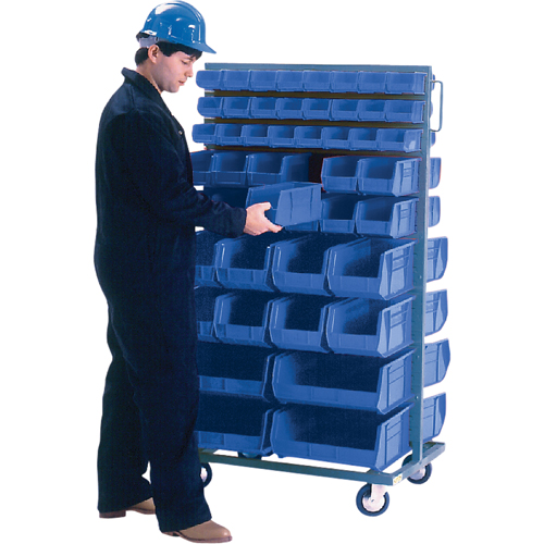 Double-Sided Mobile Bin Rack, Double-sided, 96 bins, 36" W x 24" D x 63" H D. Morneault & Fils