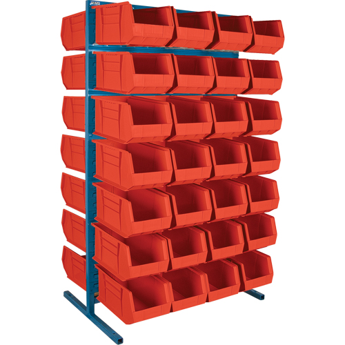 Support stationnaire deux c&ocirc;t&eacute;s pour bacs, 36" la x 24" p x 61" h, 56 bacs D. Morneault & Fils
