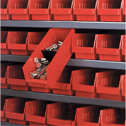 Shelf Bins, 11-1/8" W x 4" H x 17-7/8" D, Red, 40 lbs. Capacity D. Morneault & Fils