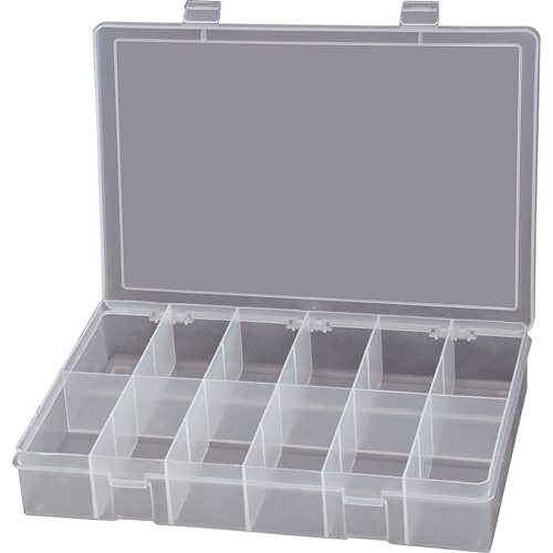 Compact Polypropylene Compartment Cases, 13-1/8" W x 9" D x 2-5/16" H, 12 Compartments D. Morneault & Fils