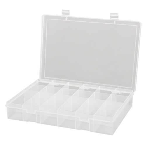 Compact Polypropylene Compartment Cases, 13-1/8" W x 9" D x 2-5/16" H, 18 Compartments D. Morneault & Fils