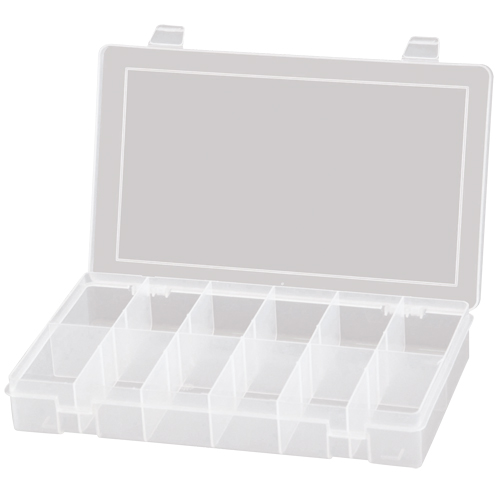 Compact Polypropylene Compartment Cases, 11" W x 6-3/4" D x 1-3/4" H, 12 Compartments D. Morneault & Fils