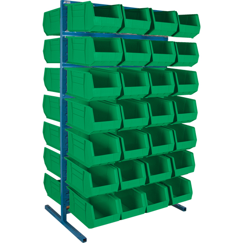 Double-Sided Stationary Bin Rack, 61" W x 56" D x 24" H, 56 Bins D. Morneault & Fils